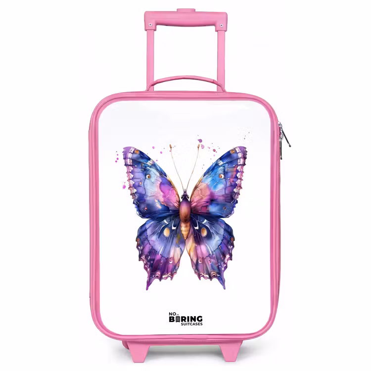 Valise enfant - Rose - Papillon violet — 1