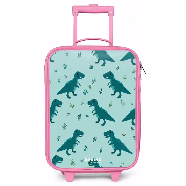 Valise enfant - Rose - T. rex amical entre les pistes — 1