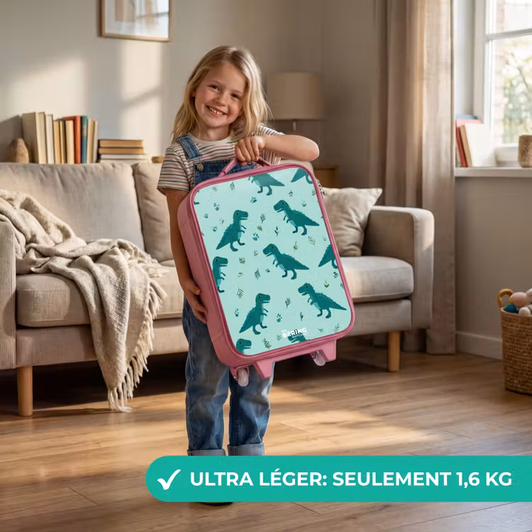 Valise enfant - Rose - T. rex amical entre les pistes — 3