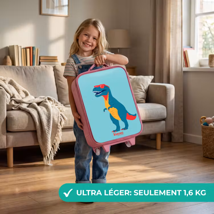 Valise enfant - Rose - T. rex cool avec des lunettes de soleil — 3