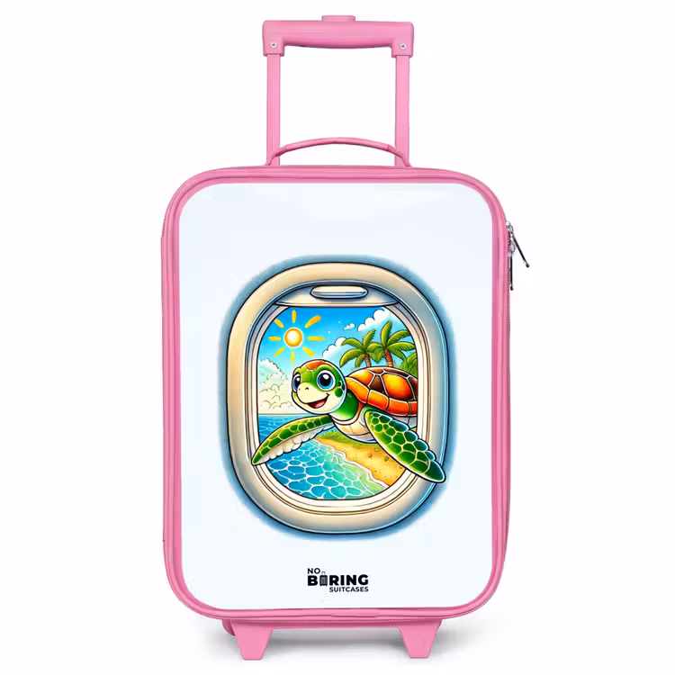Valise enfant - Rose - Tortue sur une plage tropicale — 1