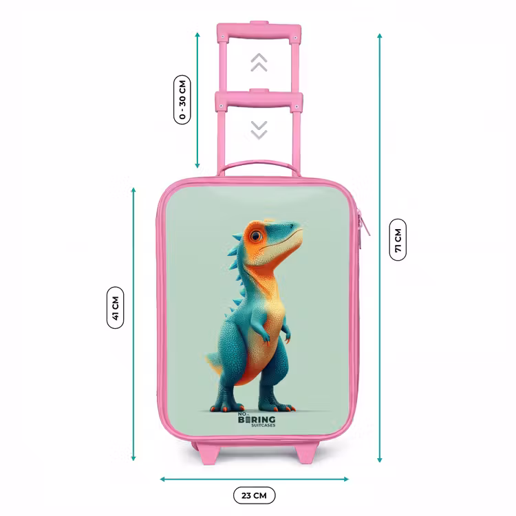 Valise enfant - Rose - Un dino robuste avec de grands yeux — 6