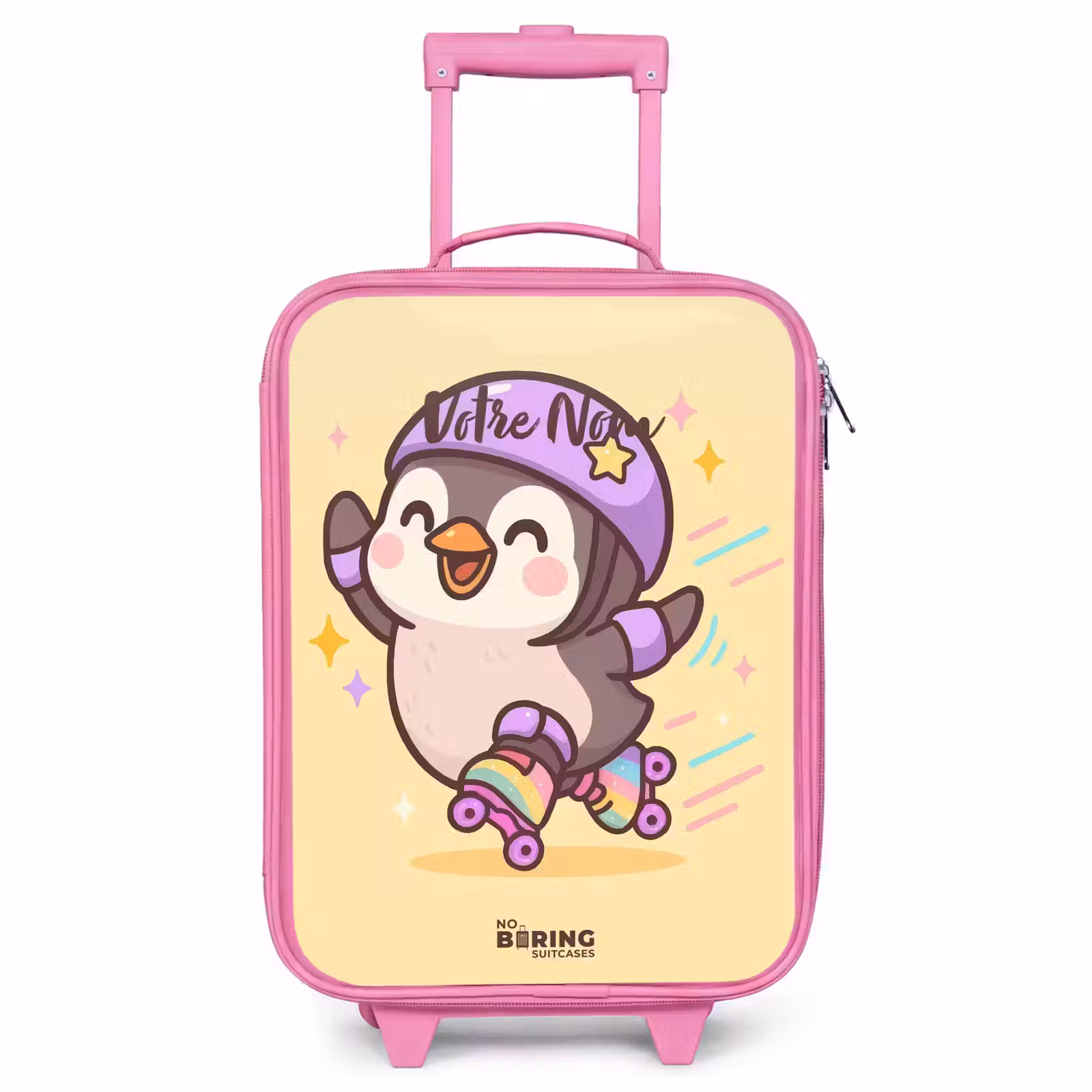 Valise enfant - Rose - Kawai - Pingouin - Patins à roulettes — 1