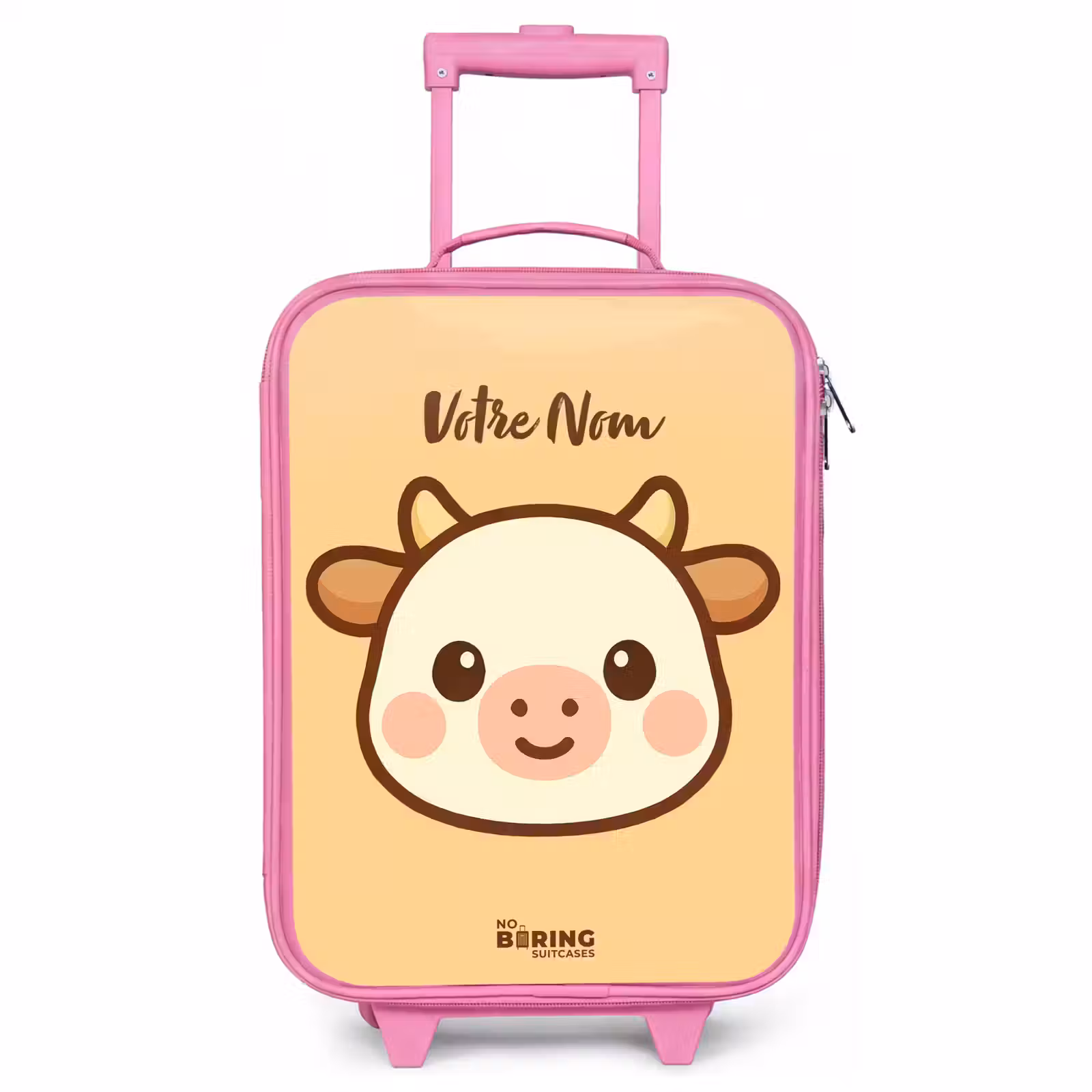 Valise enfant - Rose - Kawai - Vache - Marron — 1