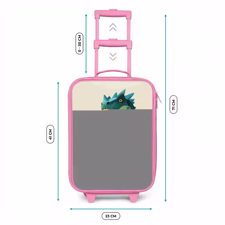 Valise enfant - Rose - Dinoïde cornu au regard acéré — 6