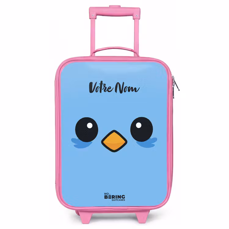 Valise enfant - Rose - Kawai - Oiseau - Bleu — 1