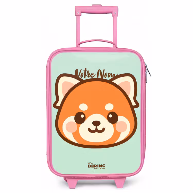 Valise enfant - Rose - Kawai - Panda rouge - Vert — 1