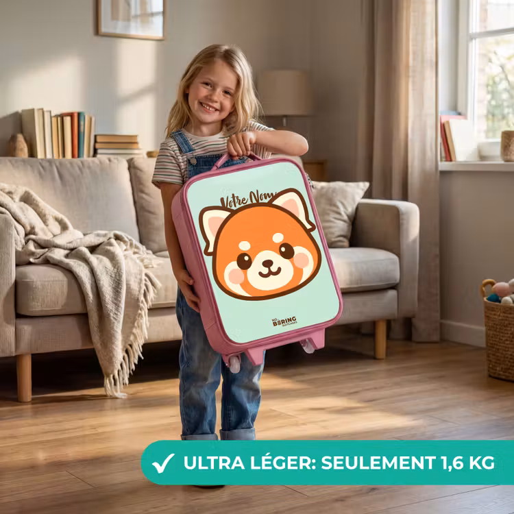 Valise enfant - Rose - Kawai - Panda rouge - Vert — 3