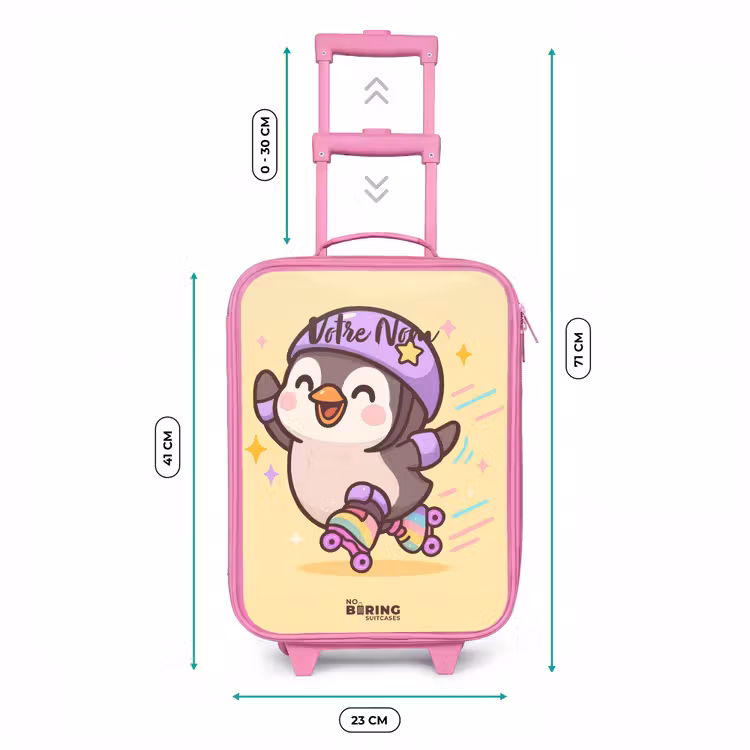 Valise enfant - Rose - Kawai - Pingouin - Patins à roulettes — 6