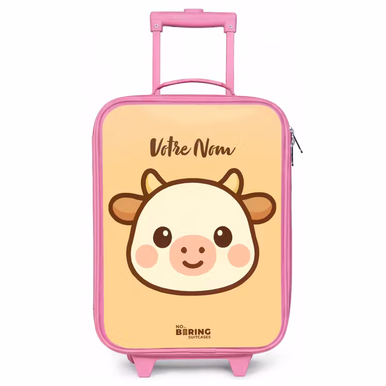 Valise enfant - Rose - Kawai - Vache - Marron — 1