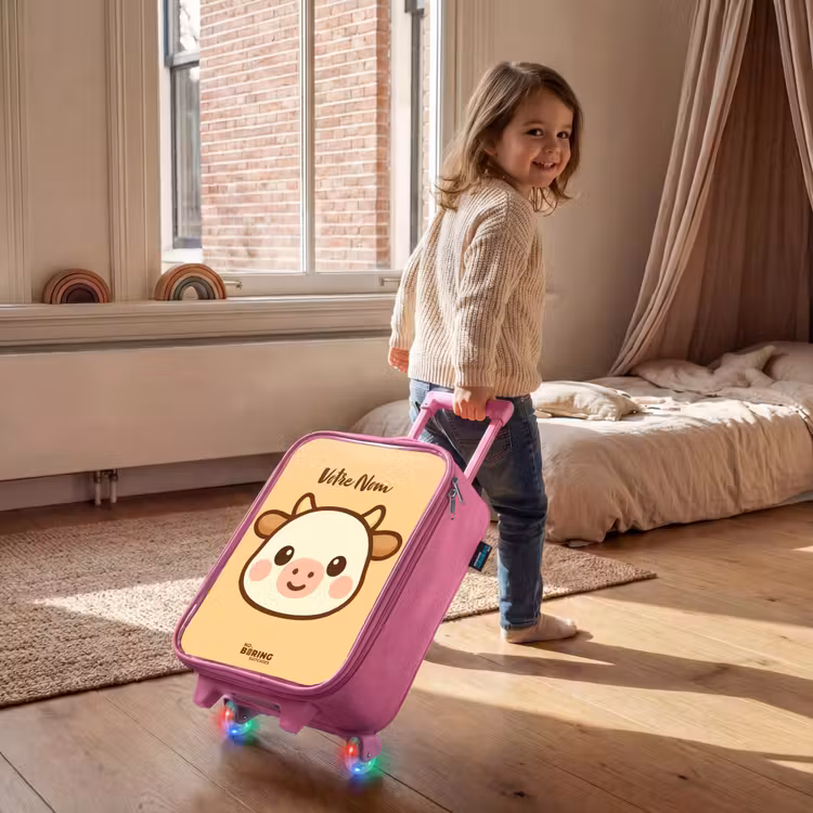 Valise enfant - Rose - Kawai - Vache - Marron — 2