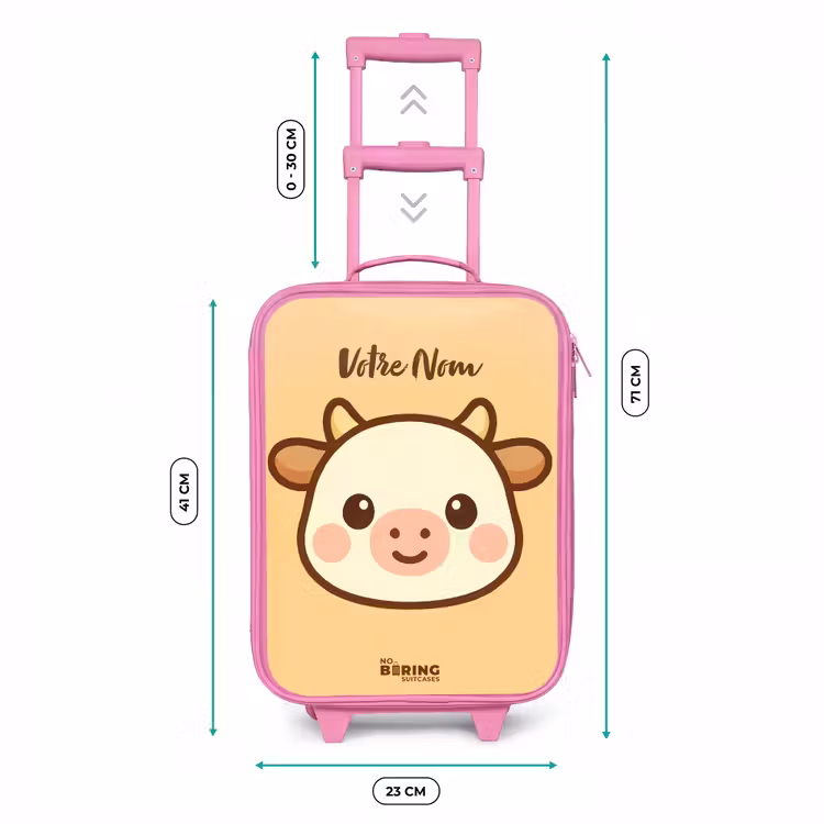 Valise enfant - Rose - Kawai - Vache - Marron — 6