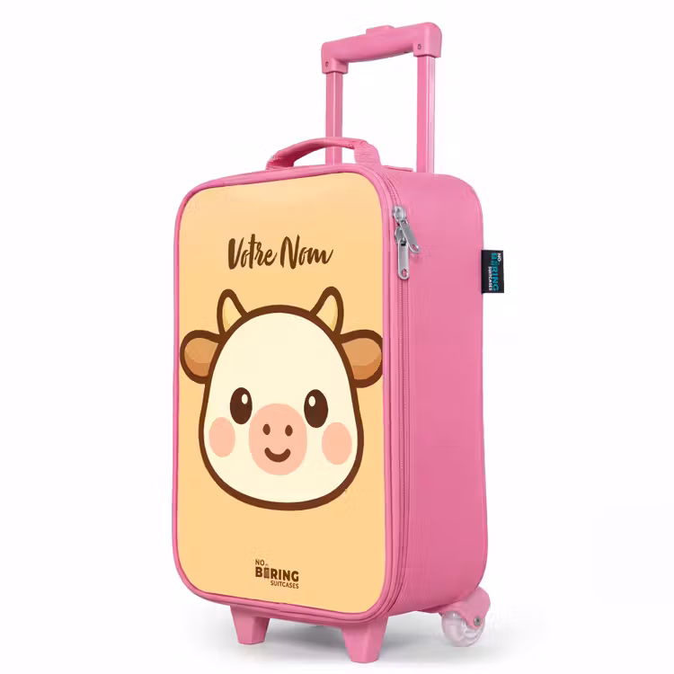 Valise enfant - Rose - Kawai - Vache - Marron — 8