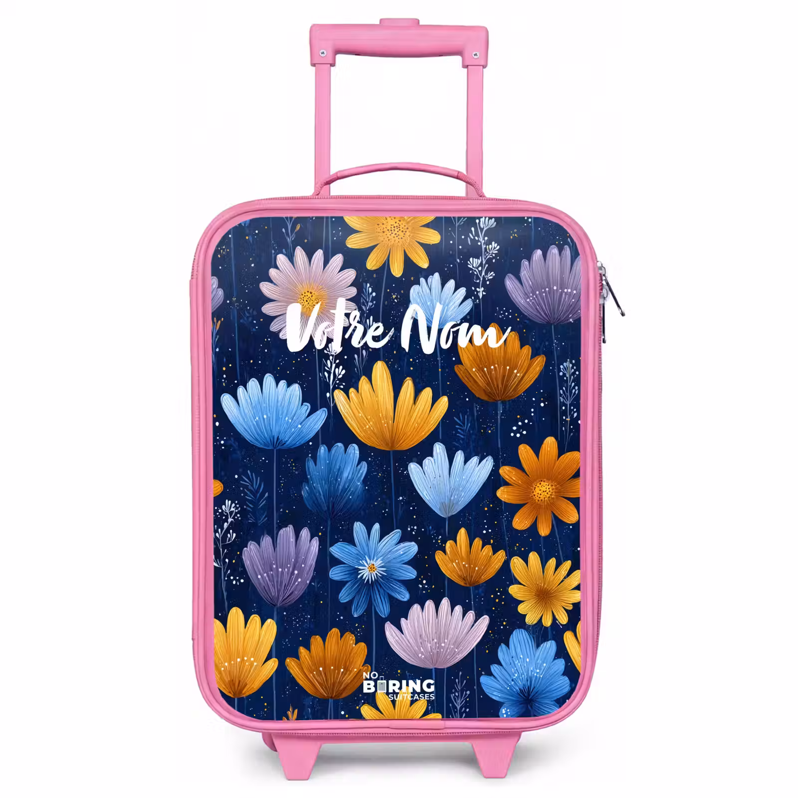 Valise enfant - Rose - Fleurs sur fond bleu foncé — 1