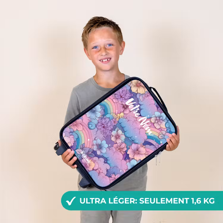 Valise enfant - Illustration de nuages, d'arcs-en-ciel et de fleurs — 2