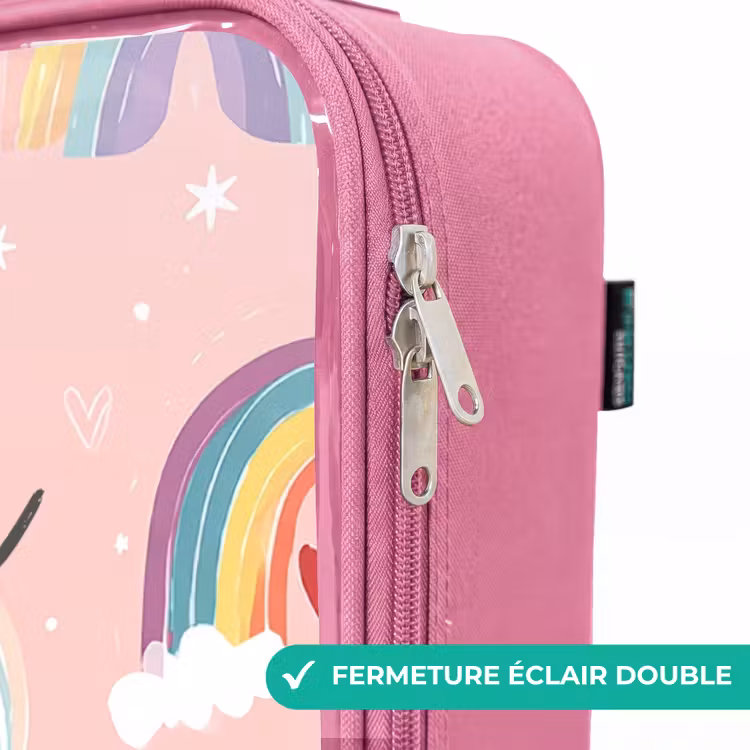 Valise enfant - Rose - Arcs-en-ciel sur fond rose — 7