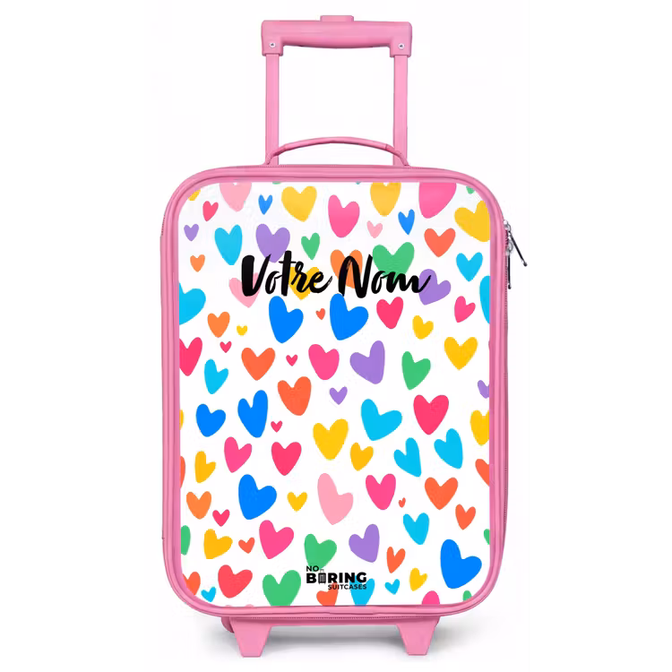 Valise enfant - Rose - Coeurs colorés — 1