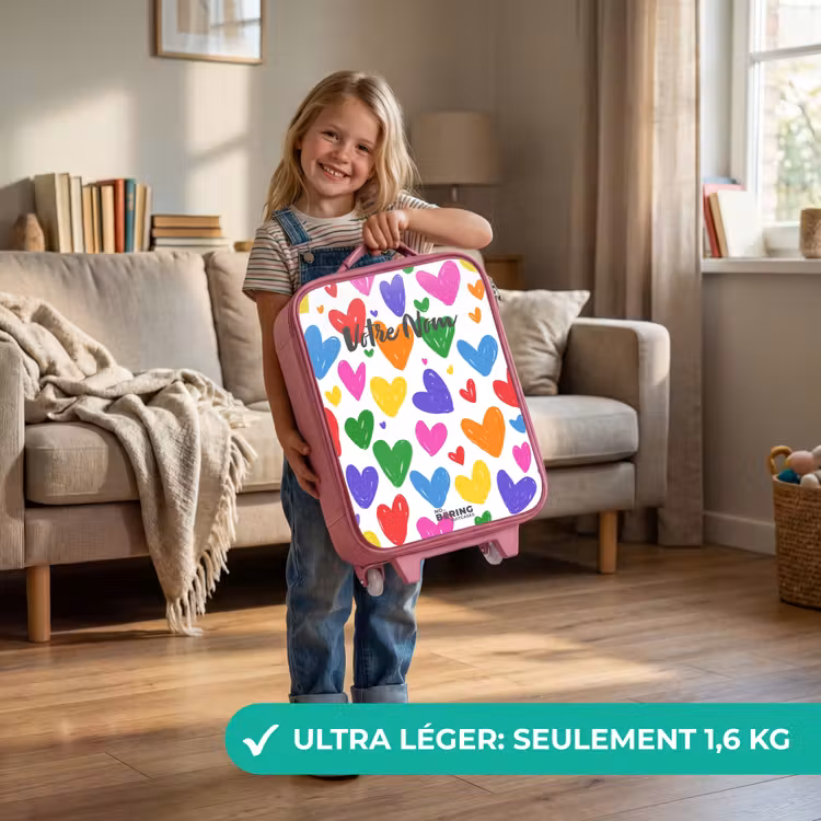 Valise enfant - Rose - Coeurs colorés — 3