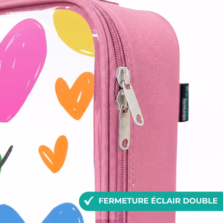 Valise enfant - Rose - Coeurs colorés — 7