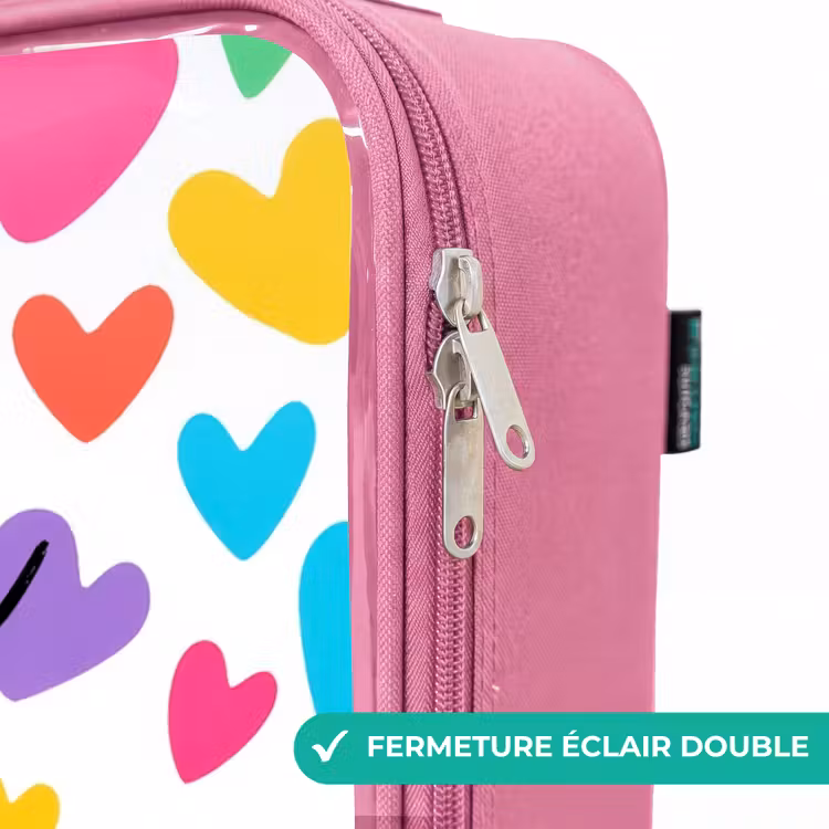 Valise enfant - Rose - Coeurs colorés — 7