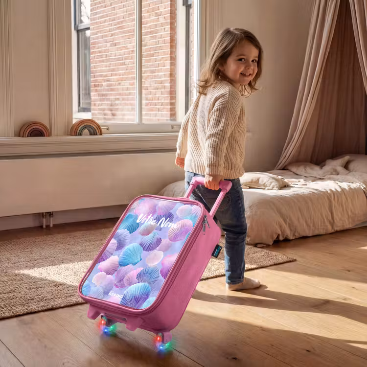 Valise enfant - Rose - Coquilles colorées sur fond violet — 2