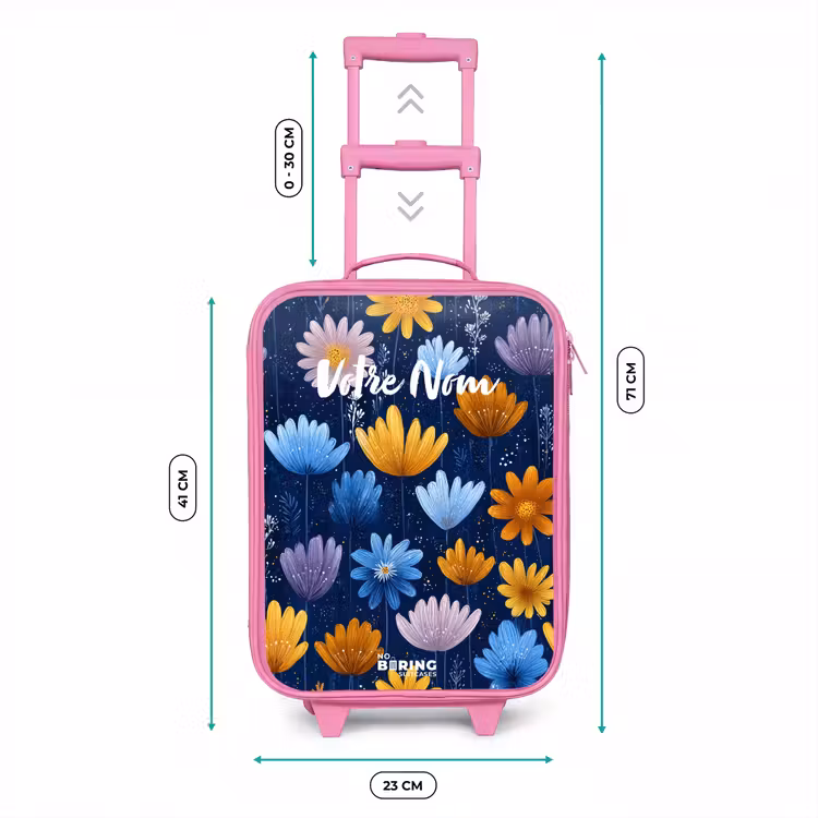 Valise enfant - Rose - Fleurs sur fond bleu foncé — 6