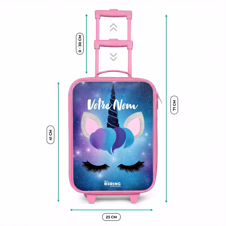 Valise enfant - Rose - Licorne sur fond de ciel étoilé — 6