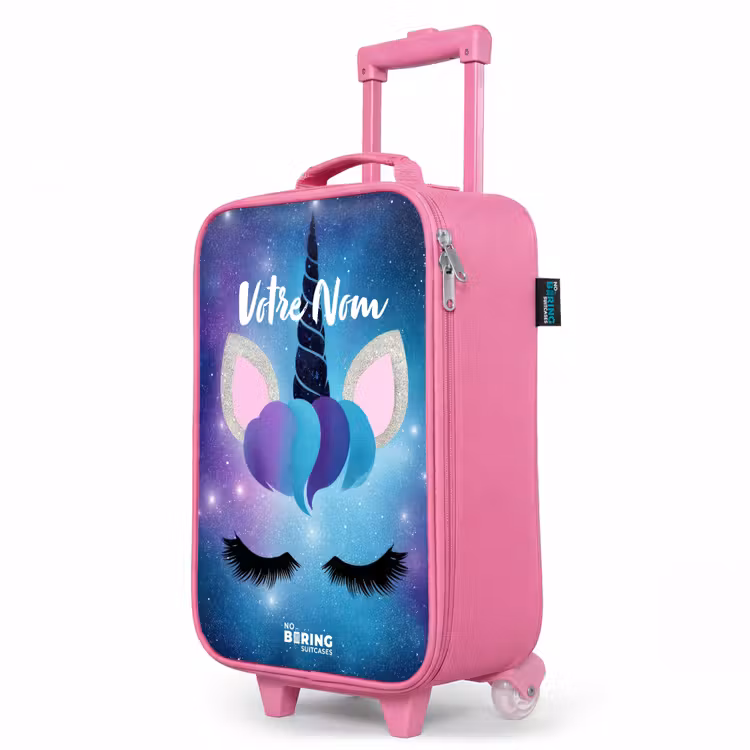 Valise enfant - Rose - Licorne sur fond de ciel étoilé — 8