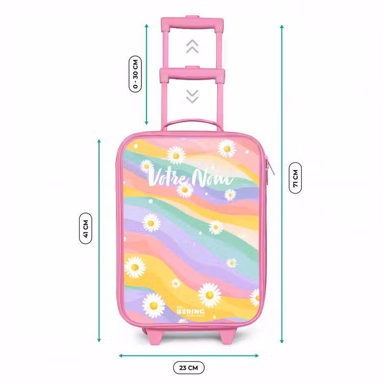 Valise enfant - Rose - Marguerites sur fond d'arc-en-ciel — 6