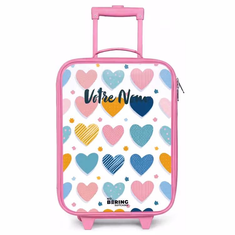 Valise enfant - Rose - Motif en forme de cœur — 1