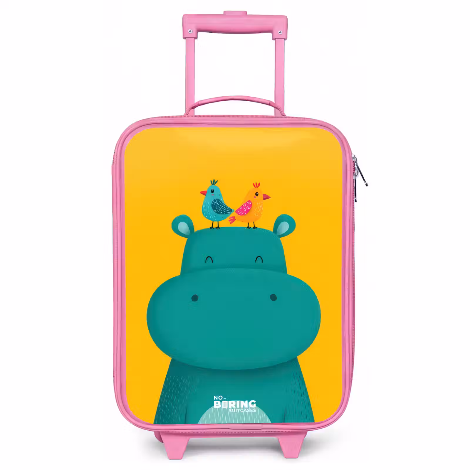 Valise enfant - Rose - Hippo - Oiseaux - Jaune — 1