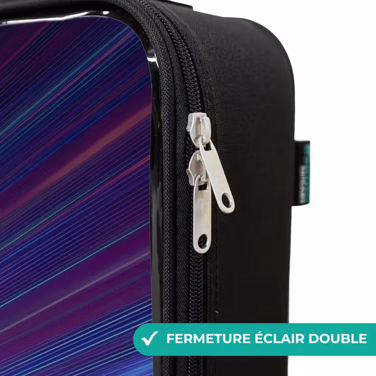 Valise enfant - Néon - Voiture de course - Bandes lumineuses - Violet — 6