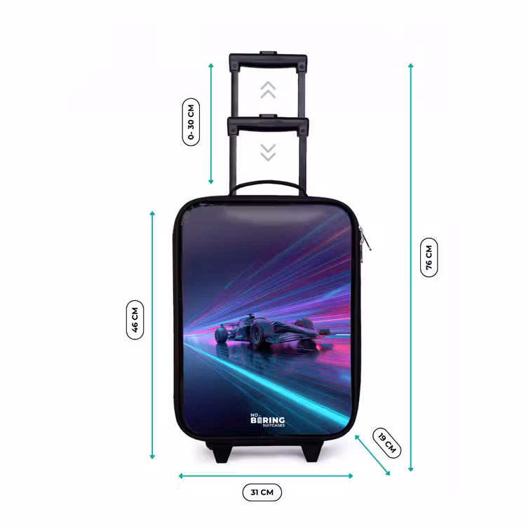 Valise enfant - Néon - Voiture de course - Bandes lumineuses - Violet — 7