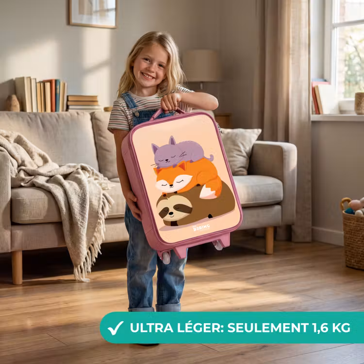 Valise enfant - Rose - Animaux - Dormir - Ensemble — 3