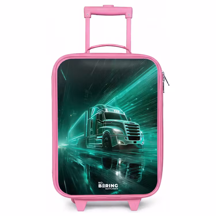 Valise enfant - Rose - Camion - Néon - Vert - Ville — 1