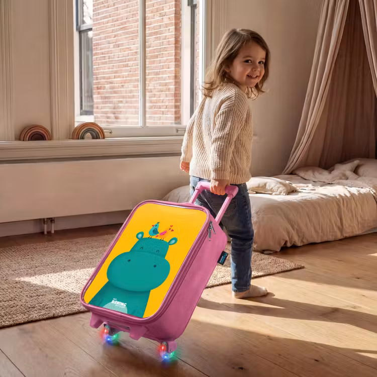 Valise enfant - Rose - Hippo - Oiseaux - Jaune — 2