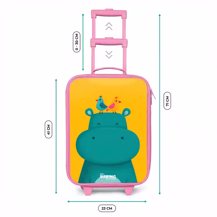 Valise enfant - Rose - Hippo - Oiseaux - Jaune — 6