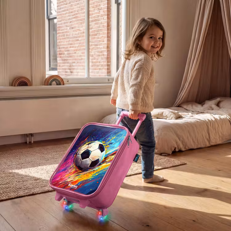 Valise enfant - Rose - Néon - Football - Coloré — 2