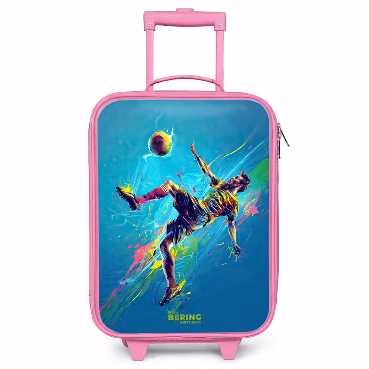 Valise enfant - Rose - Néon - Football - Coup de pied - Coloré — 1