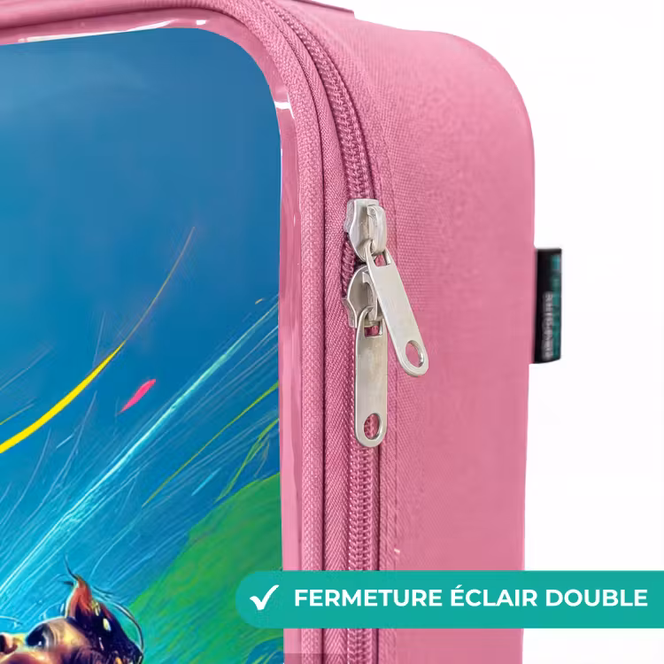 Valise enfant - Rose - Néon - Football - Coup de pied - Coloré — 7
