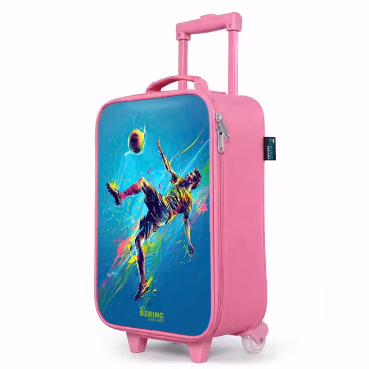 Valise enfant - Rose - Néon - Football - Coup de pied - Coloré — 8