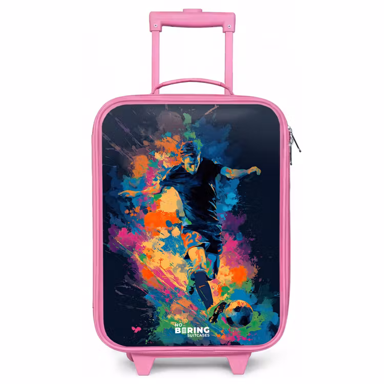 Valise enfant - Rose - Néon - footballeur - coloré — 1