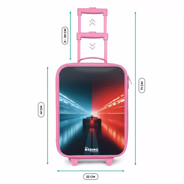 Valise enfant - Rose - Piste - Voiture de course - Néon - Rouge — 6