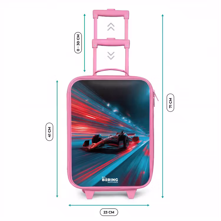Valise enfant - Rose - Voiture de course - Piste - Néon - Eclairage — 6