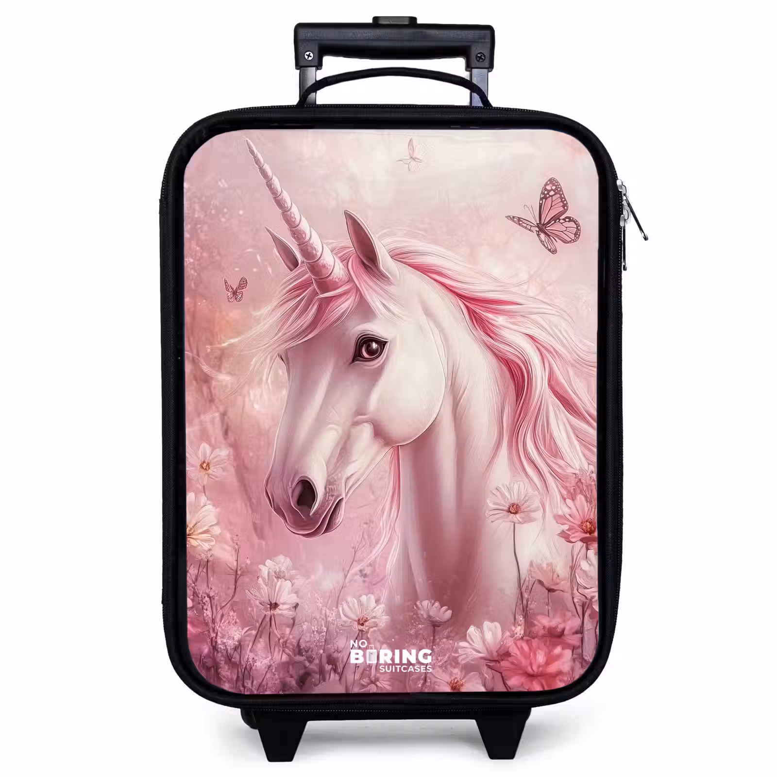 Valise enfant - Licorne - Rose - Papillons - Fleurs — 1