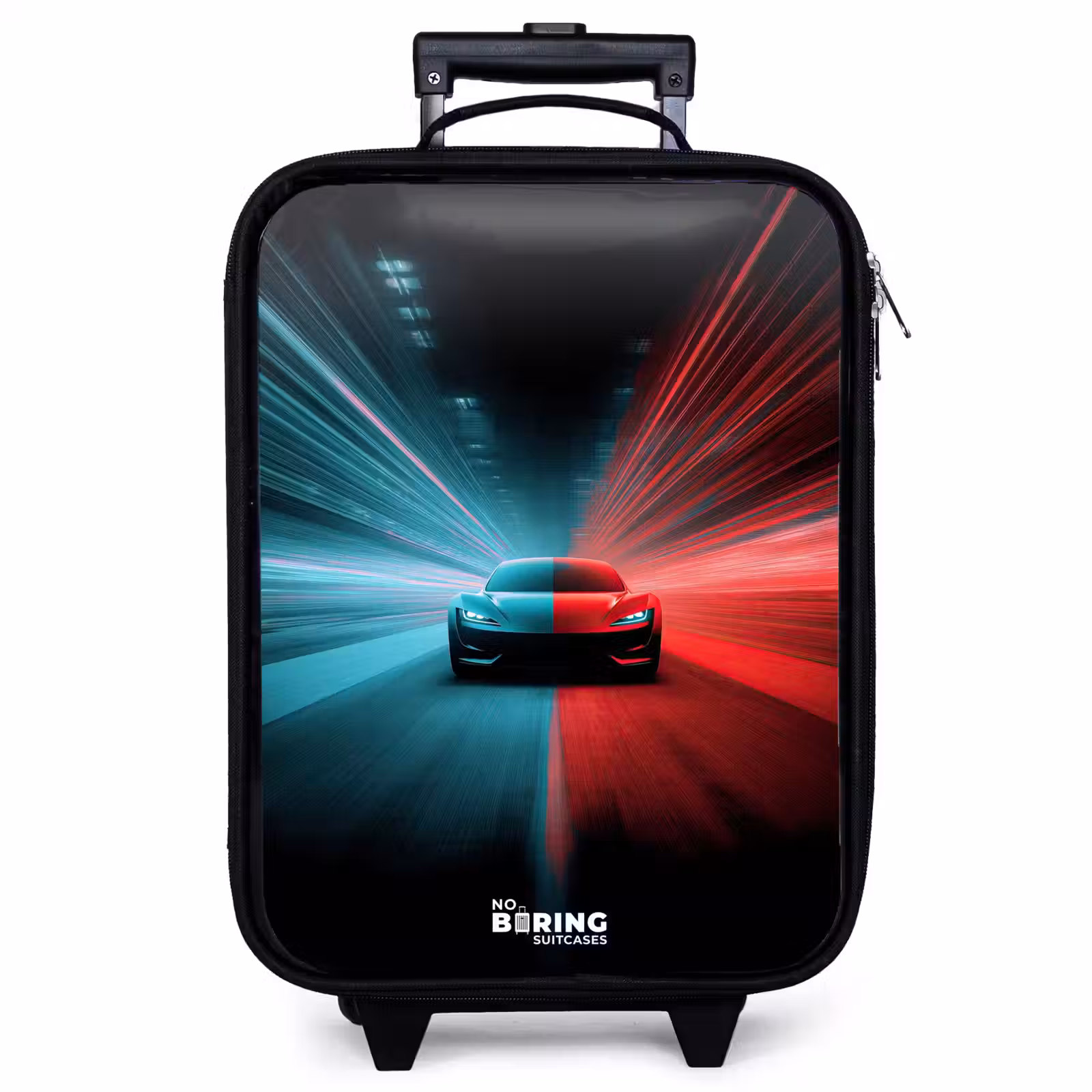 Valise enfant - Voiture de sport - Faisceaux lumineux - Néon - Bleu — 1