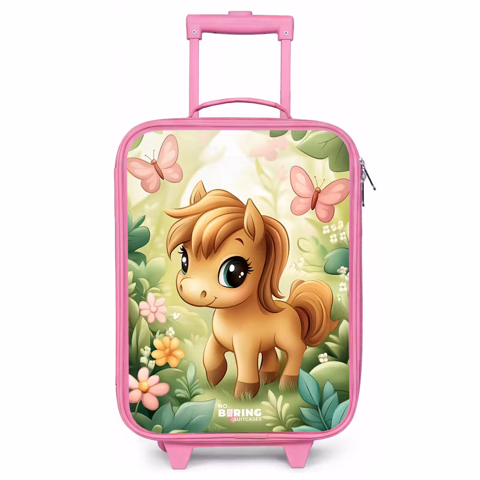 Valise enfant - Rose - Cheval - Fleurs - Papillons — 1