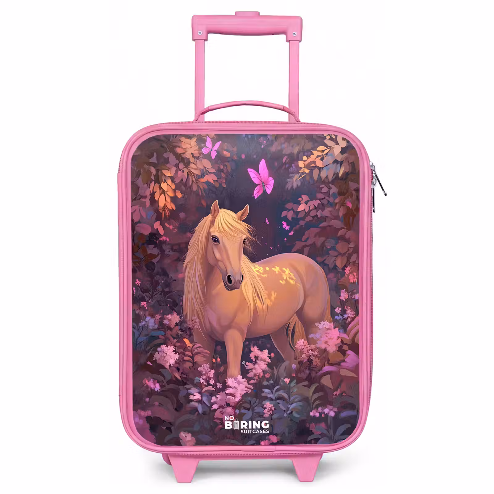 Valise enfant - Rose - Cheval - Fleurs - Violet - Papillon — 1