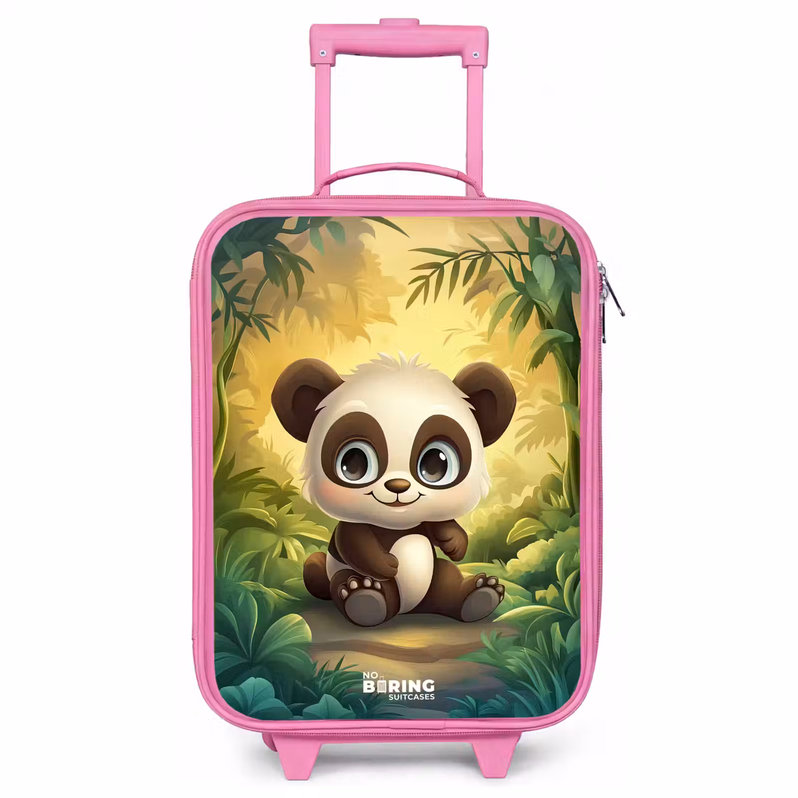 Valise enfant - Rose - Panda - Forêt de bambous - Vert — 1