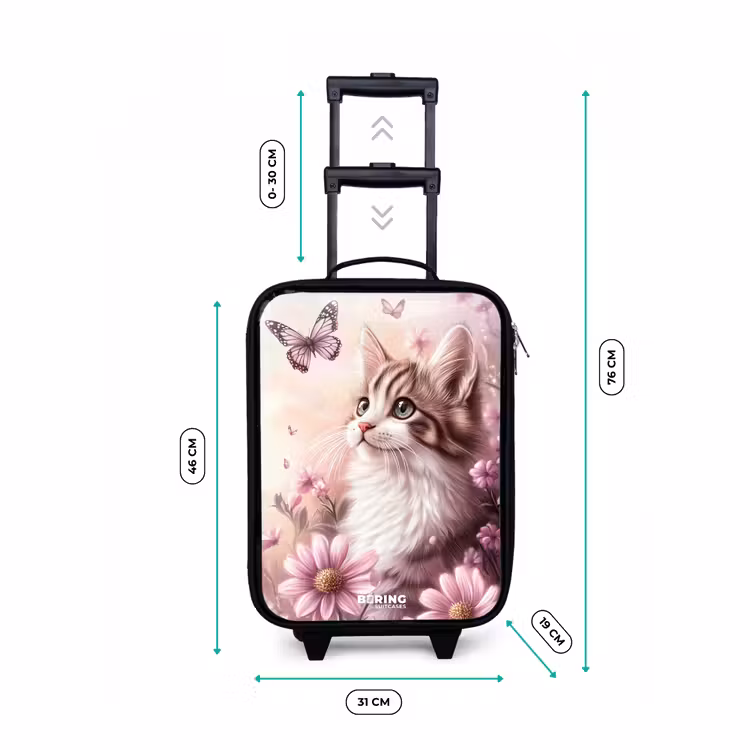 Valise enfant - Chat - Mauve - Papillons - Fleurs — 7